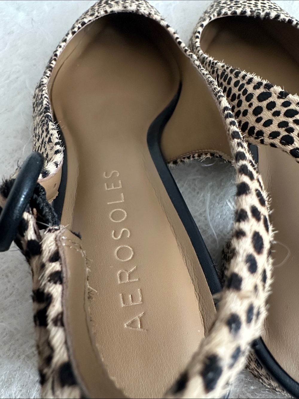 Aerosoles Grand Central Cheetah Print Calf Hair Slingback Heels Size 8 - Picture 6 of 8